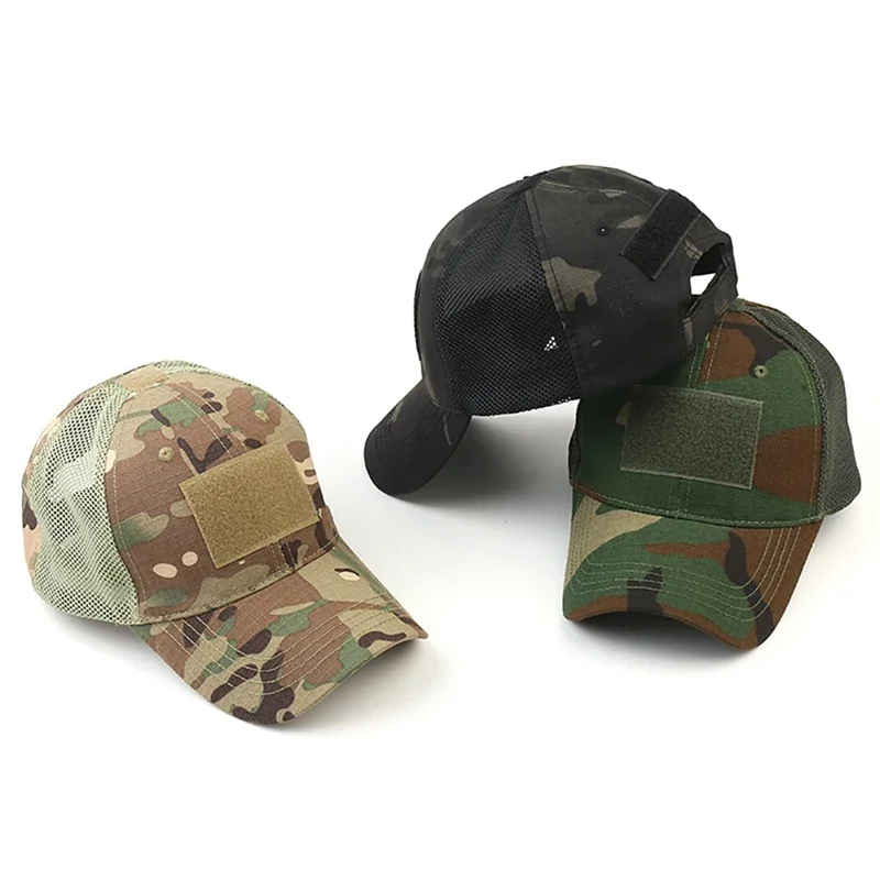 Hunting Outdoor Hats - 2026 NEWアウトドアマルチカム迷彩調整可能キャップメッシュタクティカルエアソフト釣り狩猟ハイキングバスケットボールスナップバックハット