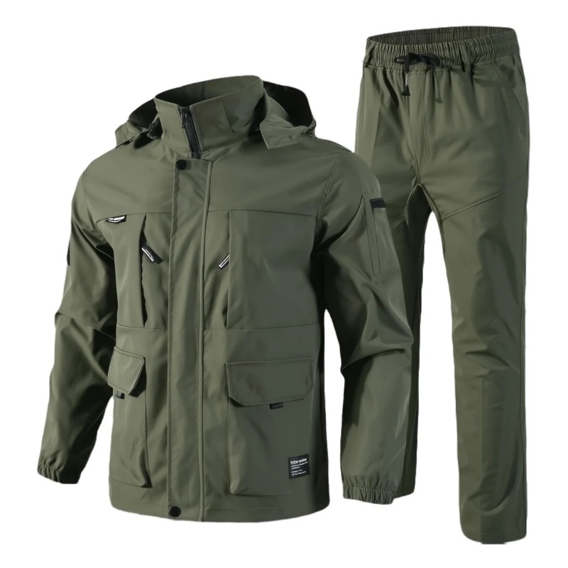 Outdoor Hunting Kit - メンズ戦術セット春秋フリース裏地付き取り外し可能な帽子屋外ハイキング作業服戦闘トレーニング狩猟軍服男性