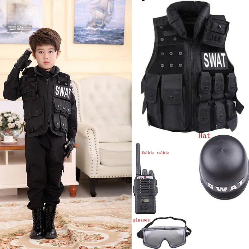 Hunting Outdoor Boys - 2026 ハロウィン子供狩猟軍事戦術アーミーベスト子供エアガンギア戦闘鎧制服少年少女スワット警察屋外