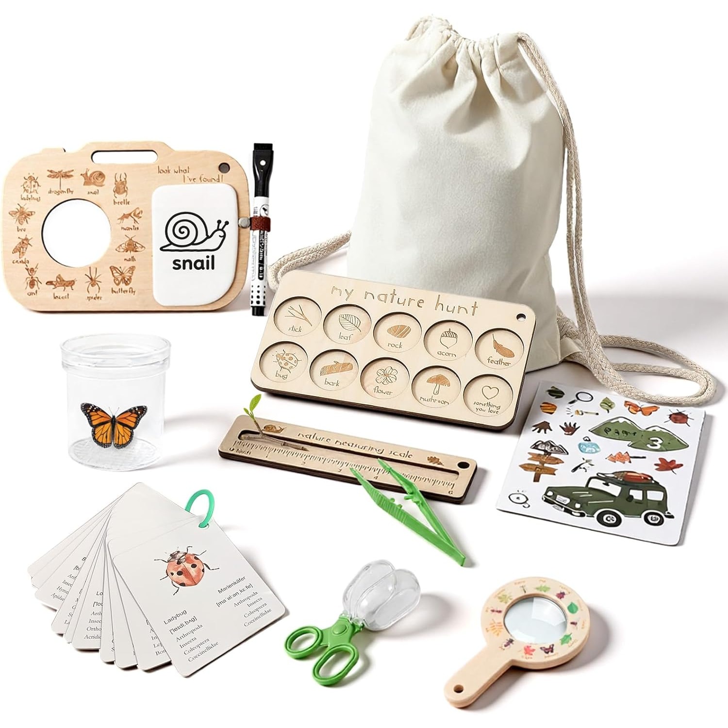 子供用虫捕りキット、虫箱、学習カード、観察ボード付き、屋外遊 - Hunting Outdoor Boys のレビューと価格